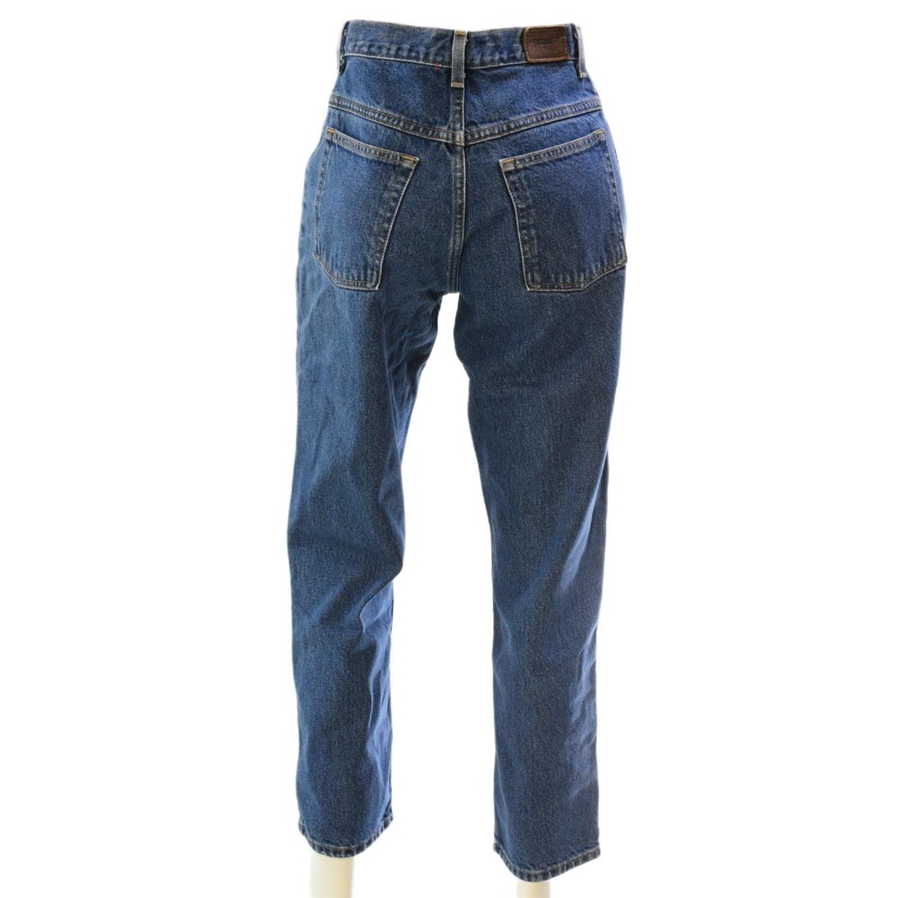 90s Vintage LL Bean Dark Wash Denim Straight Leg Mom Jeans Womens M 8 Preppy - Picture 2 of 4
